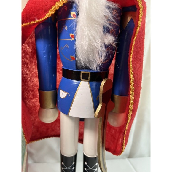 Timeless Treasures 20" Deluxe Wooden Nutcracker Soldier W/Red‎ Cape Handcrafted - Picture 3 of 9